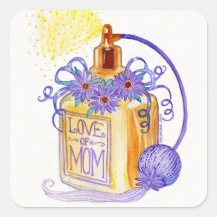 moederdag-liefde voor mam-parfumeflesje vierkante sticker