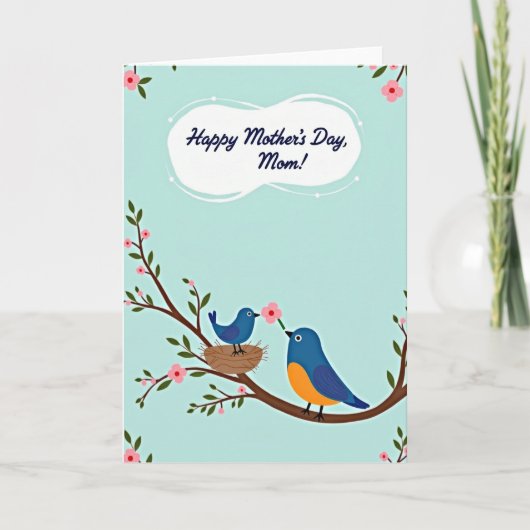 Moederdag-liefdekaart met blauwe vogel kaart (Voorkant)