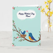 Moederdag-liefdekaart met blauwe vogel kaart (Gele Bloem)