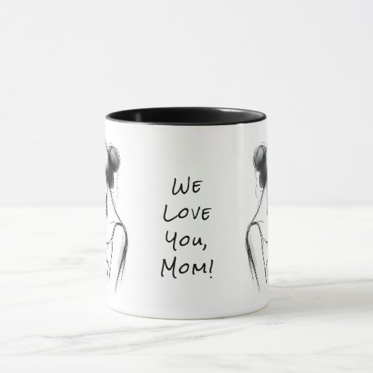 Moederdag Liefdevolle Moeder en Baby Modern Sketch Mok (Midden)