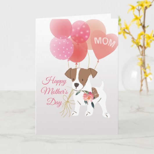 Moederdag Liefs van Jack Russell Terrier hond Kaart (Gele Bloem)