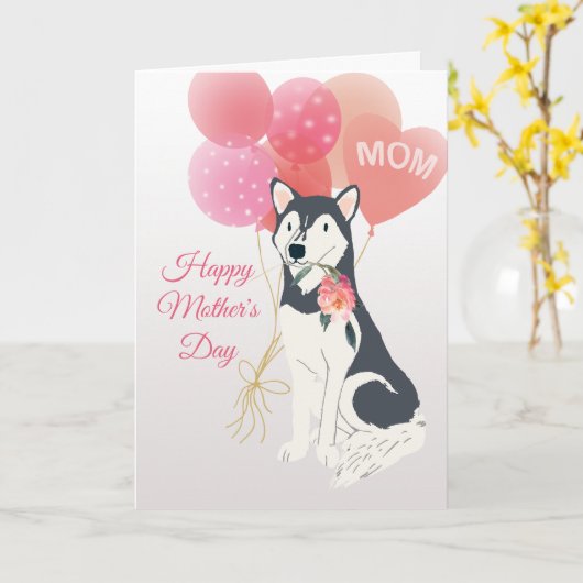 Moederdag Liefs van je Siberische Husky hond Kaart (Gele Bloem)