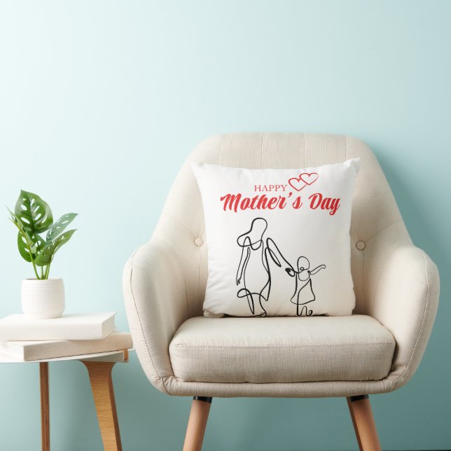 Moederdag Lijnkunst Kussen – Moeder & Kind Liefde  (Stoel)