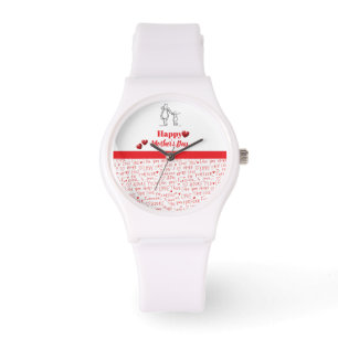 Moederdag Lijnkunst Kussen – Moeder & Kind Liefde  Horloge