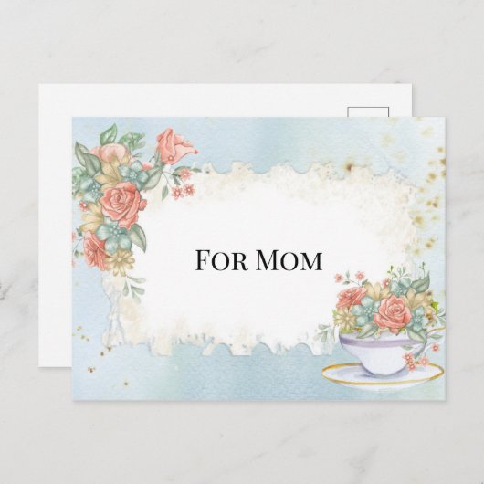 Moederdag Lijst Tea Cup Rozen Daisies Briefkaart (Voorkant / Achterkant)