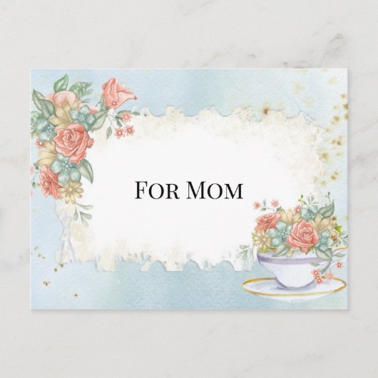 Moederdag  Lijst Tea Cup Rozen Daisies Briefkaart (Voorkant)