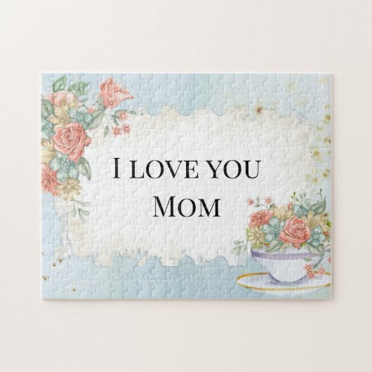 Moederdag  Lijst Tea Cup Rozen Daisies Legpuzzel (Horizontaal)