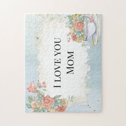 Moederdag  Lijst Tea Cup Rozen Daisies Legpuzzel (Verticaal)