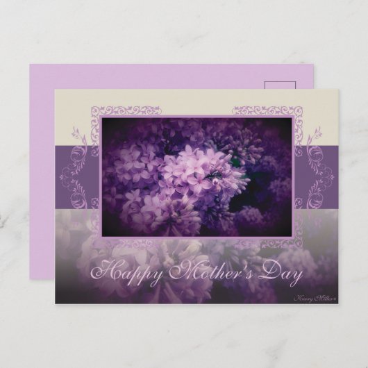 Moederdag Lila Briefkaart (Voorkant / Achterkant)