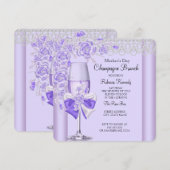 Moederdag Lila Roos Champagne Brunch 2C Kaart (Voorkant / Achterkant)