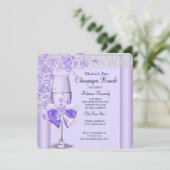 Moederdag Lila Roos Champagne Brunch 2C Kaart (Staand voorkant)