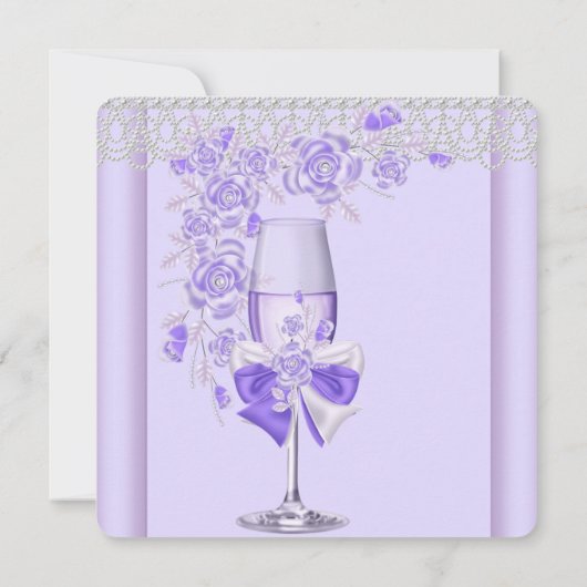 Moederdag Lila Roos Champagne Brunch 2C Kaart (Achterkant)