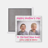 Moederdag Love Best Mam Ever Cute Kinder Foto Magneet (Voorkant / Achterkant)