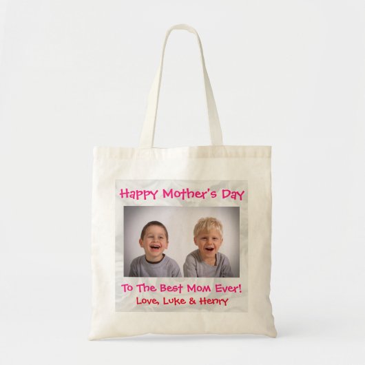 Moederdag Love Best Mam Ever Cute Kinder Foto Tote Bag (Voorkant)