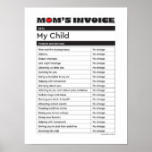 Moederdag Love Mam Factuur - Cadeautje Poster (Voorkant)