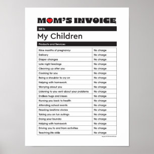 Moederdag Love Mam Factuur - Cadeautje Poster