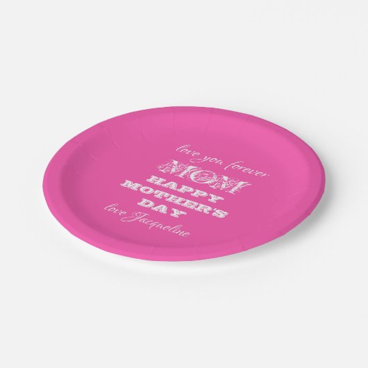 Moederdag Love Mam Persoonlijk  Roze Papieren Bordje (Gekanteld)