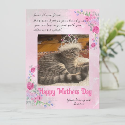 Moederdag Love van een Bad Cat Photo Card Kaart (Staand voorkant)