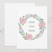 Moederdag Love You Mom Floral Holiday Kaart (Voorkant / Achterkant)