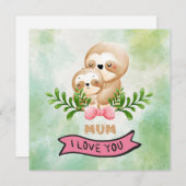 Moederdag Luiaards Feestdagenkaart (Voorkant / Achterkant)