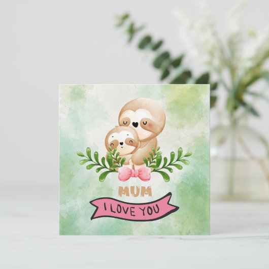 Moederdag Luiaards Feestdagenkaart (Staand voorkant)