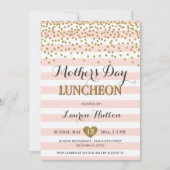 Moederdag Lunch Elegante Roze Roze en Goud Kaart (Voorkant)