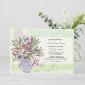 moederdag Lunch Reunion Elegant Floral Kaart (Staand voorkant)