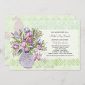 moederdag Lunch Reunion Elegant Floral Kaart (Voorkant / Achterkant)