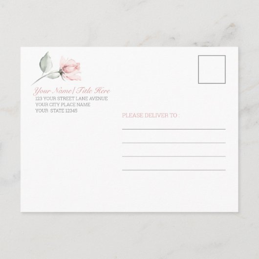 Moederdag Luncheon Blush roze rozen Briefkaart (Achterkant)