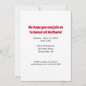 Moederdag Luncheon Invitation with Flowers Kaart (Achterkant)