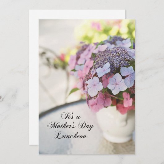 Moederdag Luncheon Invitation with Flowers Kaart (Voorkant / Achterkant)