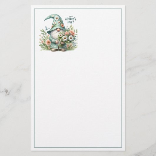 Moederdag Magic: Whimsical Gnome Delight Briefpapier (Voorkant)