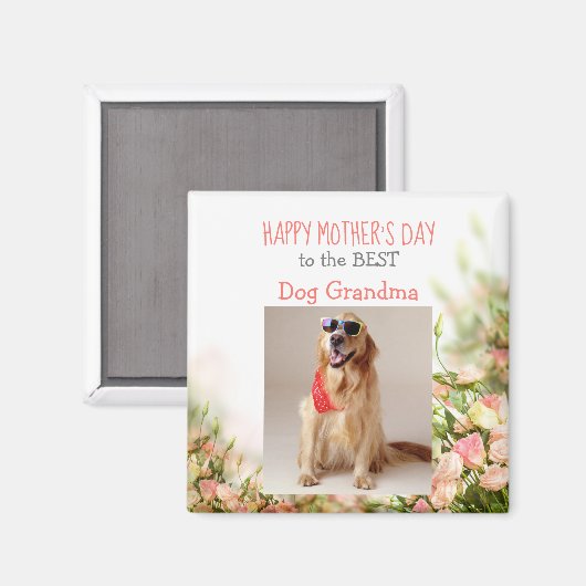 Moederdag magnet van Dog naar Dog Grandma (Voorkant / Achterkant)
