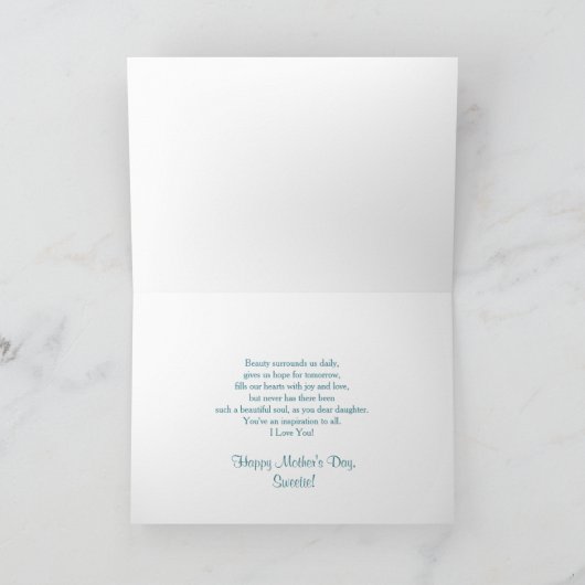 Moederdag mam - dochter - hart en Rozen Kaart (Binnen)