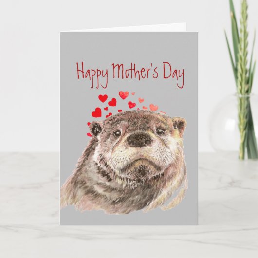 Moederdag mam houdt van mijn hartklam Otter Feestdagen Kaart (Voorkant)