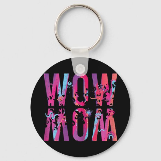 Moederdag mam is gewoon wow ondersteboven kunst bo sleutelhanger (Voorkant)