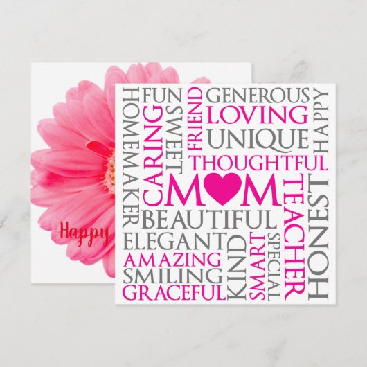 Moederdag Mam Love Tribute Feestdagenkaart (Voorkant / Achterkant)