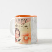 Moederdag mam  Retro Floral  Lady Tweekleurige Koffiemok (Voorkant links)