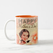 Moederdag mam  Retro Floral  Lady Tweekleurige Koffiemok (Links)