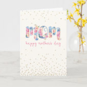 Moederdag Mam Text in  Floral Pattern Kaart (Gele Bloem)