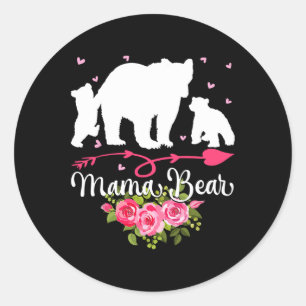 Moederdag Mama Beer met 2 welpen Schattige Ronde Sticker