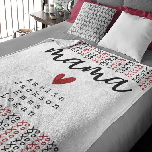 Moederdag Mama Kinder namen XOXO Fleece Deken