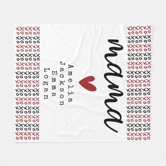 Moederdag Mama Kinder namen XOXO Fleece Deken (Voorkant (Horizontaal))