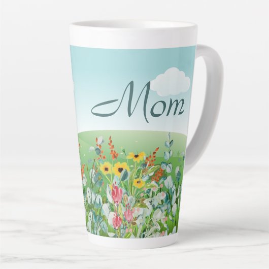 Moederdag (Mama) Latte Mok met Tuin van Wilde Bloe (Rechterhoek)