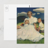 Moederdag, mama met kinderen Briefkaart (Voorkant / Achterkant)