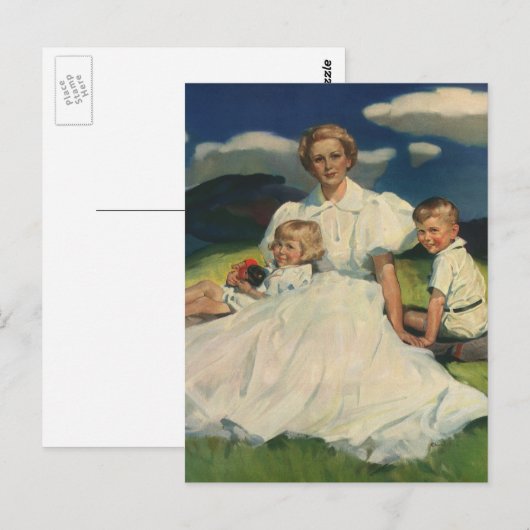  Moederdag, mama met kinderen Briefkaart (Voorkant / Achterkant)