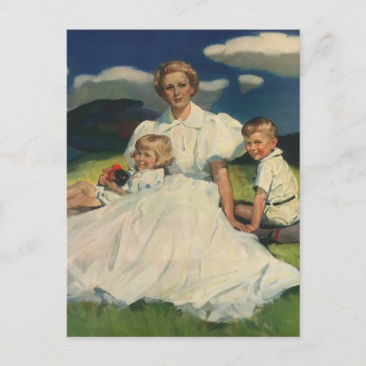 Moederdag, mama met kinderen Briefkaart (Voorkant)