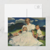  Moederdag, mama met kinderen Briefkaart (Voorkant / Achterkant)