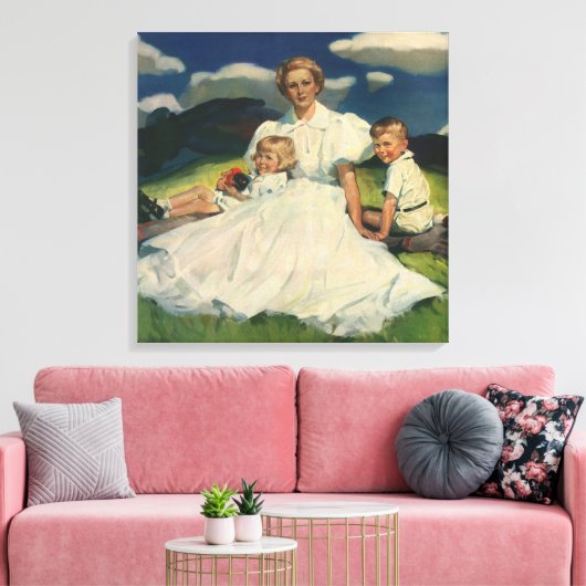  Moederdag, mama met kinderen Canvas Afdruk (Insitu (Woonkamer))