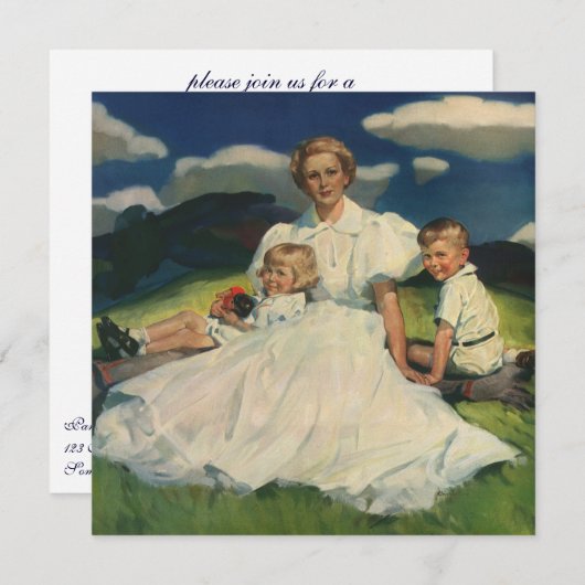  Moederdag, mama met kinderen Kaart (Voorkant / Achterkant)